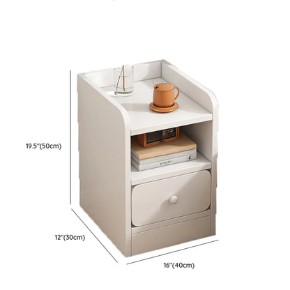 Simple White Natural Wood 2-Drawer Nightstand
