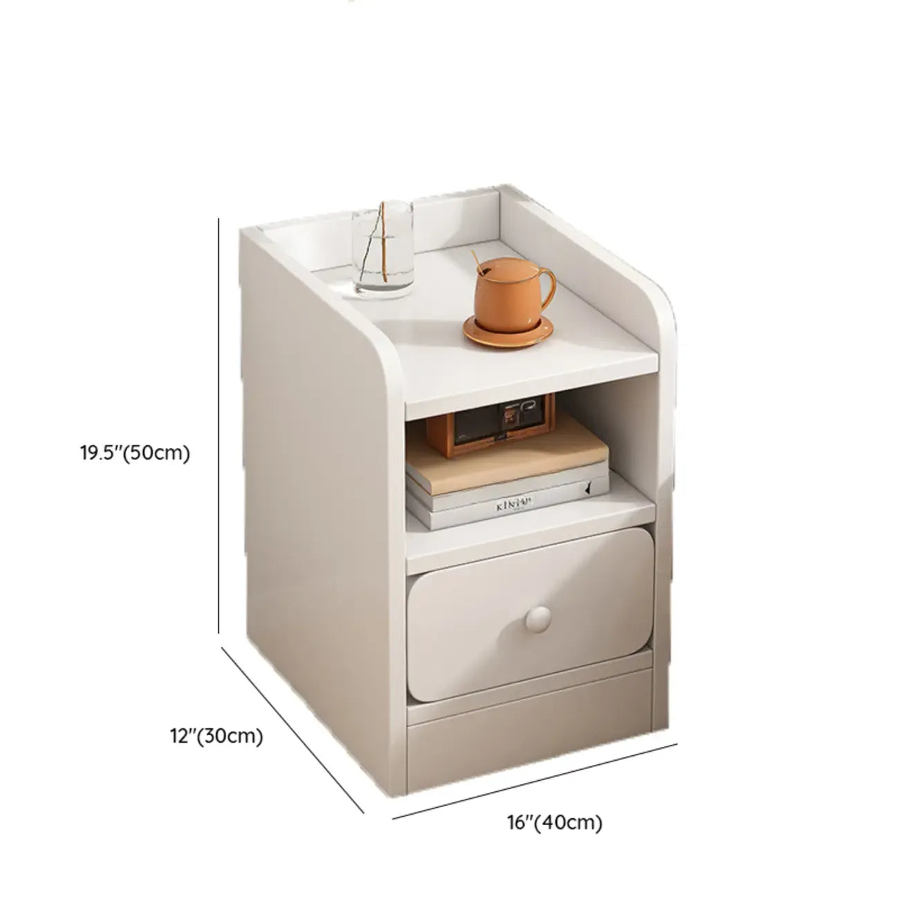 Simple White Natural Wood 2-Drawer Nightstand