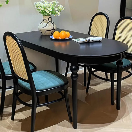 Traditional Black Free Form Wood Dining Table