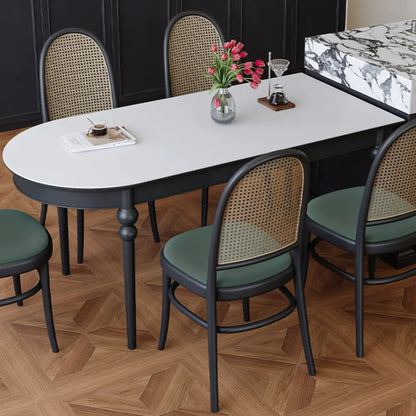 Traditional Black Free Form Wood Dining Table