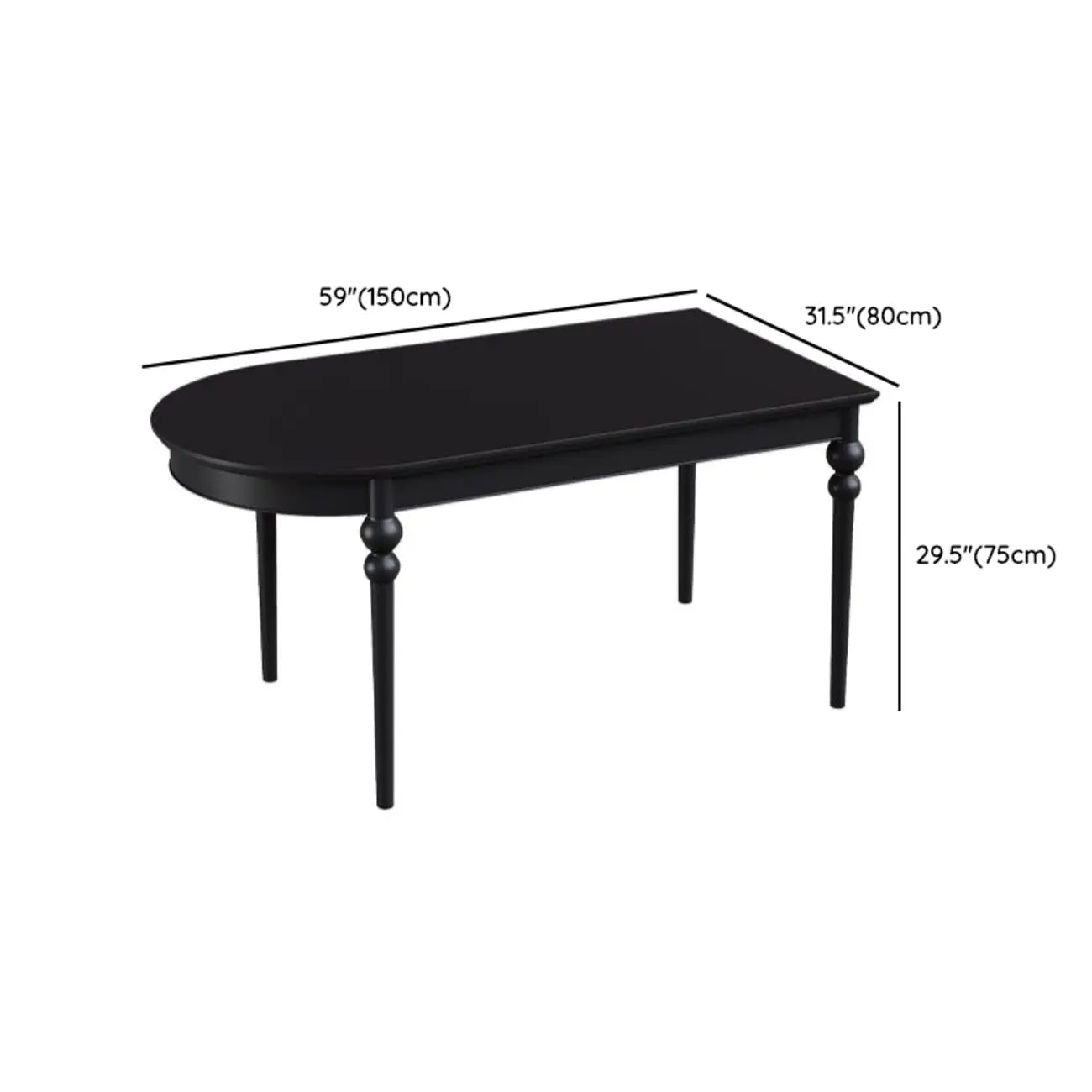 Traditional Black Free Form Wood Dining Table