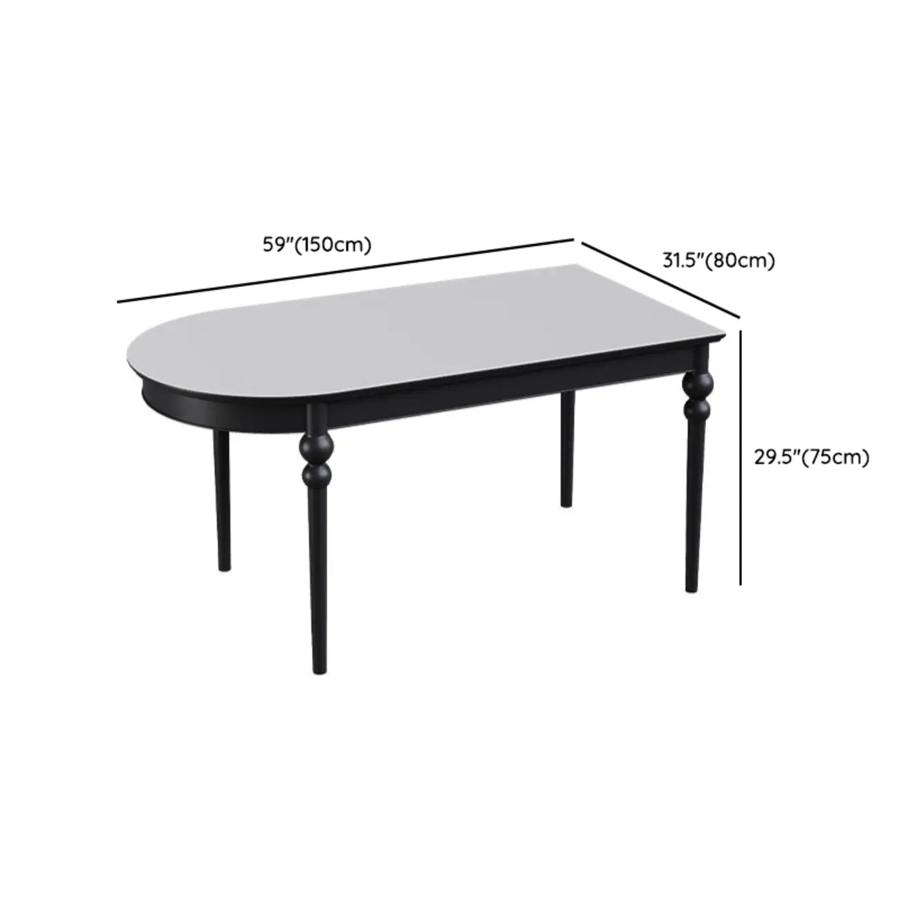 Traditional Black Free Form Wood Dining Table