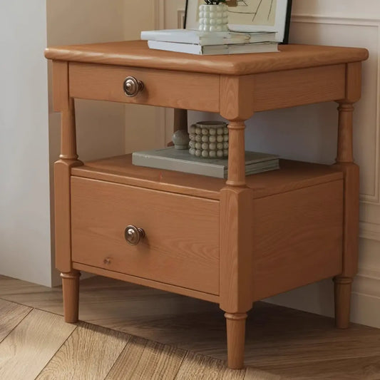 Classic Rectangular 3 Layers Wood Black Nightstand