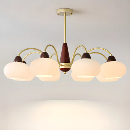 Classic Gold Glass Drum Shade Elegant Chandelier