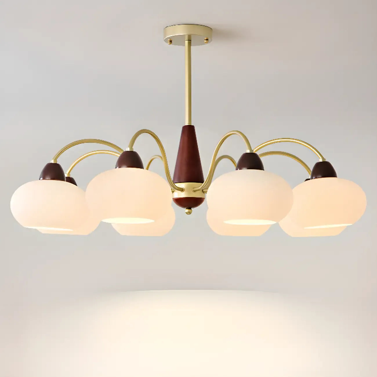 Classic Gold Glass Drum Shade Elegant Chandelier