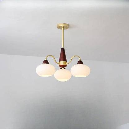 Classic Gold Glass Drum Shade Elegant Chandelier