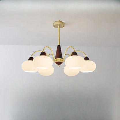 Classic Gold Glass Drum Shade Elegant Chandelier