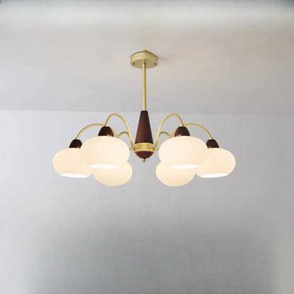 Classic Gold Glass Drum Shade Elegant Chandelier