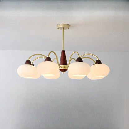 Classic Gold Glass Drum Shade Elegant Chandelier