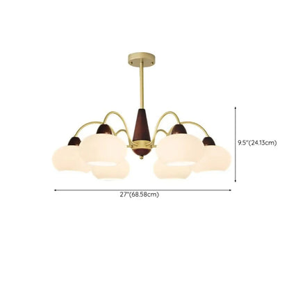 Classic Gold Glass Drum Shade Elegant Chandelier