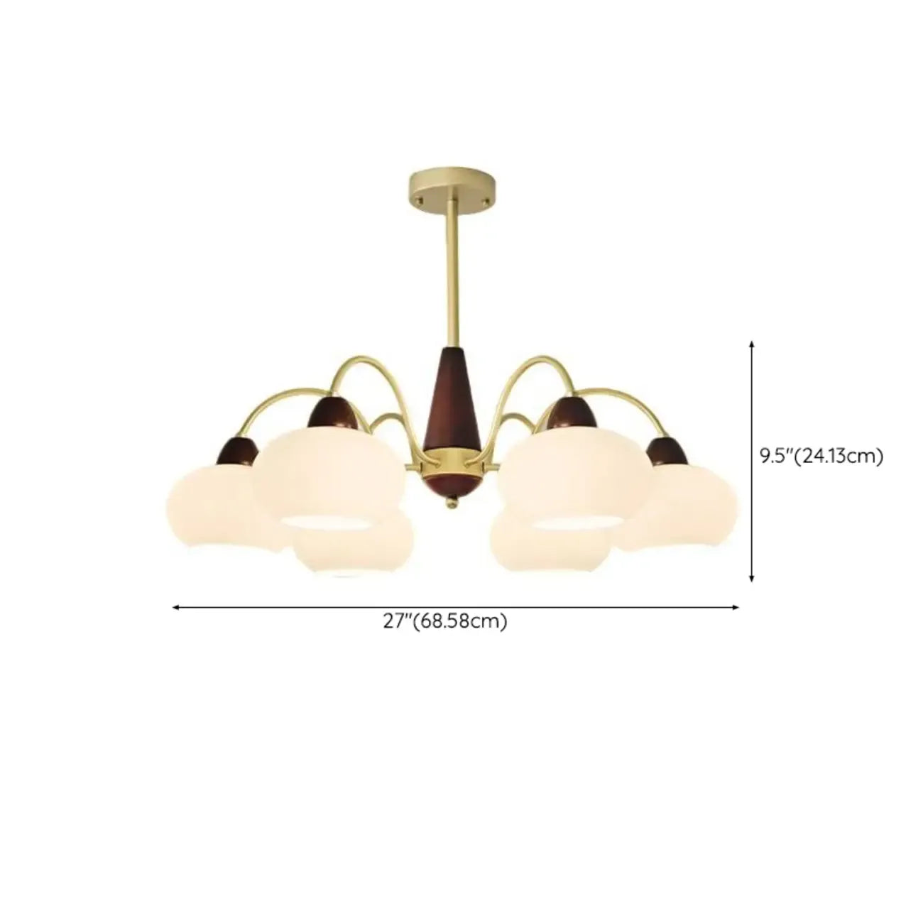 Classic Gold Glass Drum Shade Elegant Chandelier