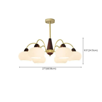 Classic Gold Glass Drum Shade Elegant Chandelier