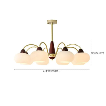 Classic Gold Glass Drum Shade Elegant Chandelier