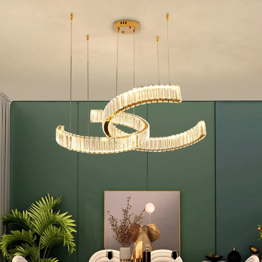 Stylish Gold LED Intercross Ring Crystal Chandelier