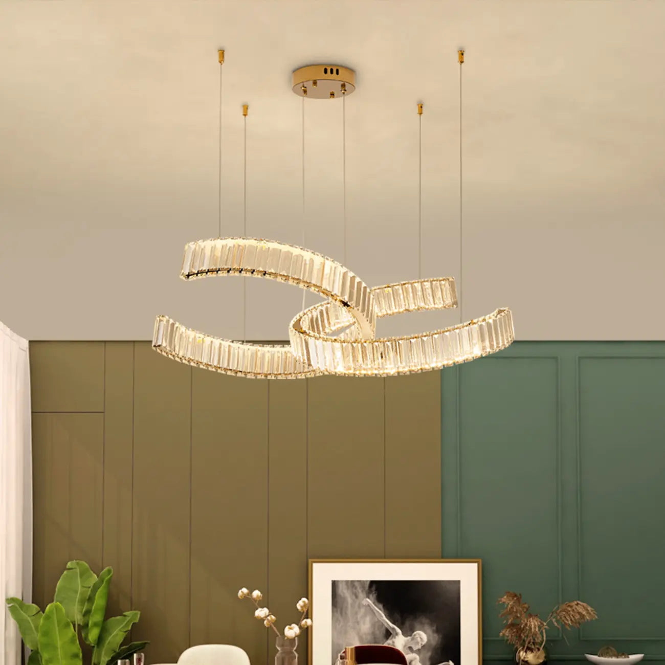 Stylish Gold LED Intercross Ring Crystal Chandelier