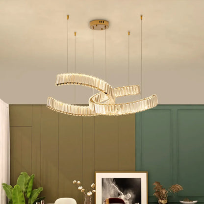 Stylish Gold LED Intercross Ring Crystal Chandelier