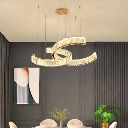 Stylish Gold LED Intercross Ring Crystal Chandelier