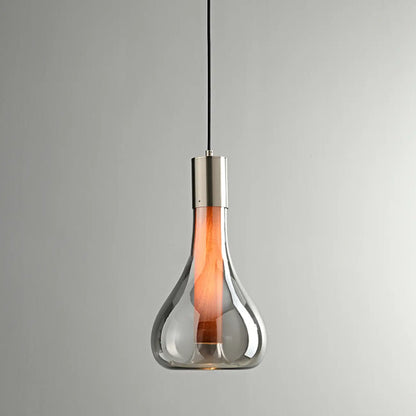 Small Water Drop Smoke Grey Glass LED Hanging Pendant Light