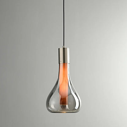 Small Water Drop Smoke Grey Glass LED Hanging Pendant Light