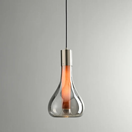 Small Water Drop Smoke Grey Glass LED Hanging Pendant Light