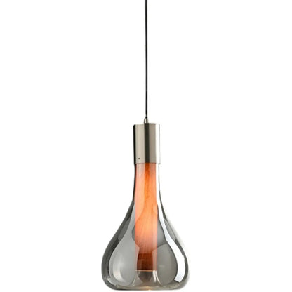 Small Water Drop Smoke Grey Glass LED Hanging Pendant Light