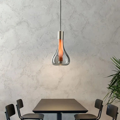Small Water Drop Smoke Grey Glass LED Hanging Pendant Light