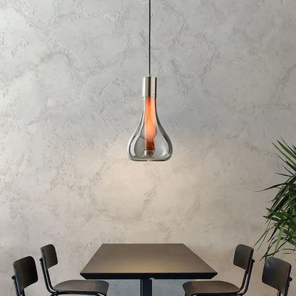 Small Water Drop Smoke Grey Glass LED Hanging Pendant Light