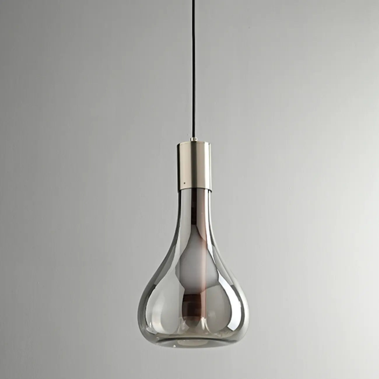 Small Water Drop Smoke Grey Glass LED Hanging Pendant Light