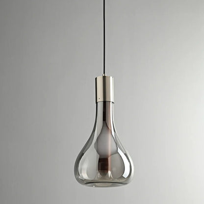 Small Water Drop Smoke Grey Glass LED Hanging Pendant Light