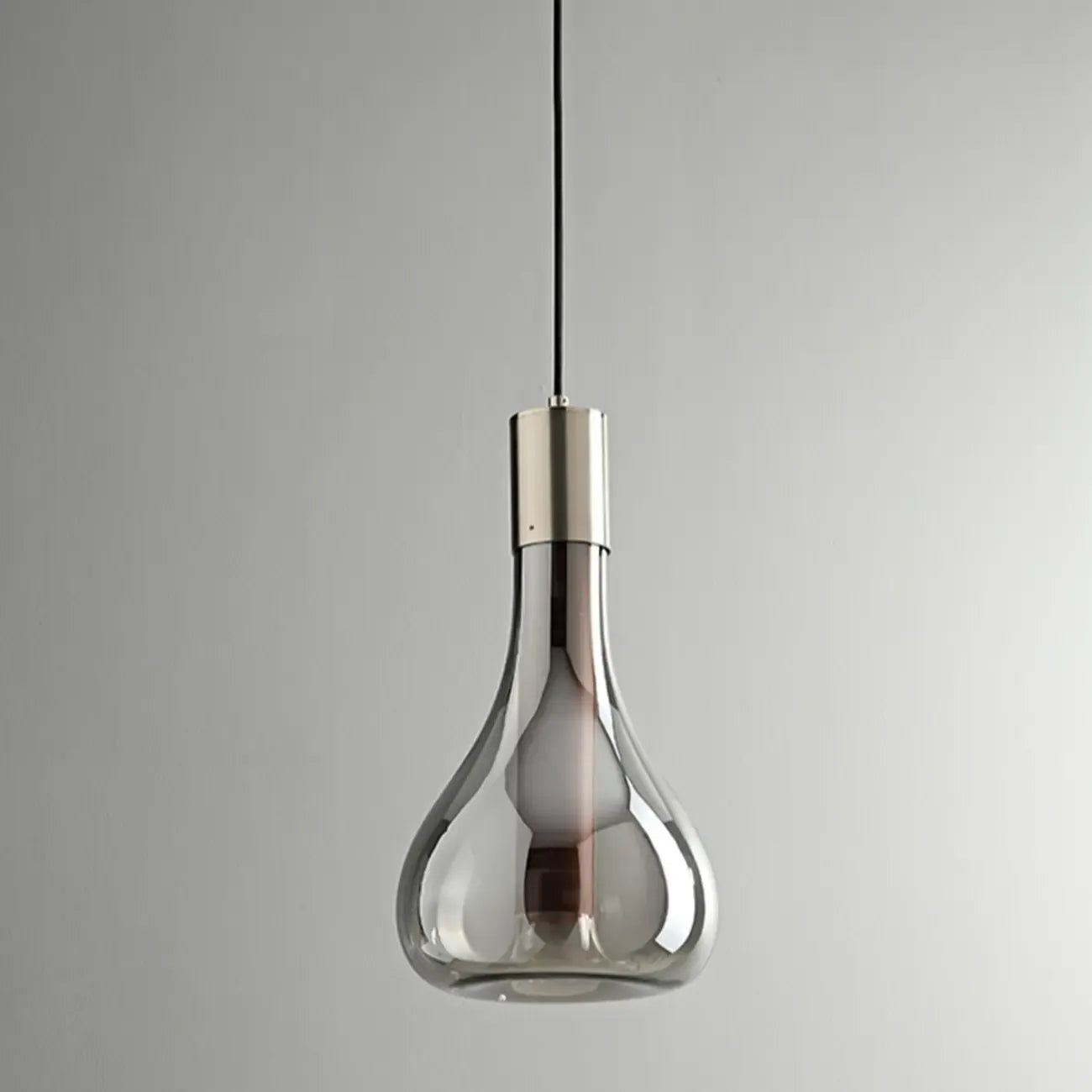 Small Water Drop Smoke Grey Glass LED Hanging Pendant Light