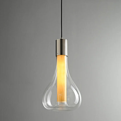 Small Water Drop Smoke Grey Glass LED Hanging Pendant Light