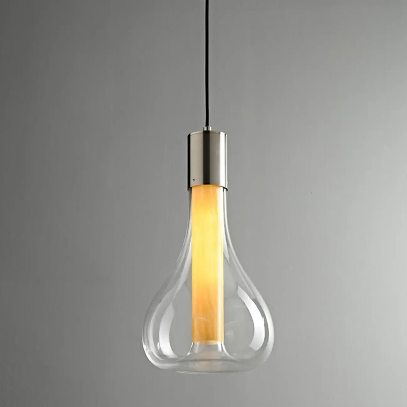 Small Water Drop Smoke Grey Glass LED Hanging Pendant Light
