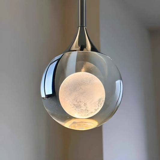 Minimalist Clear Crystal Globe Metal Pendant Light