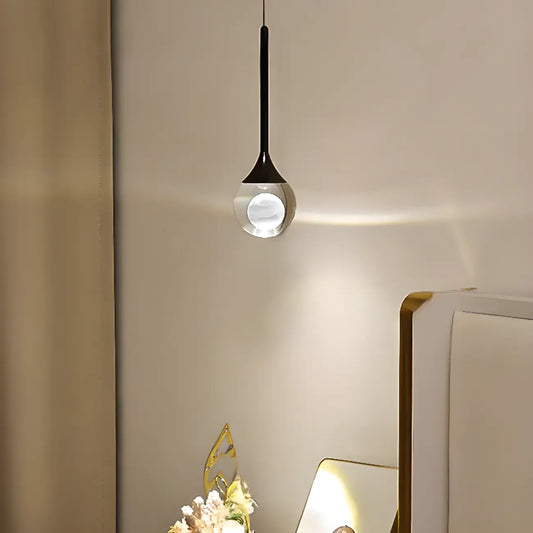 Minimalist Clear Crystal Globe Metal Pendant Light