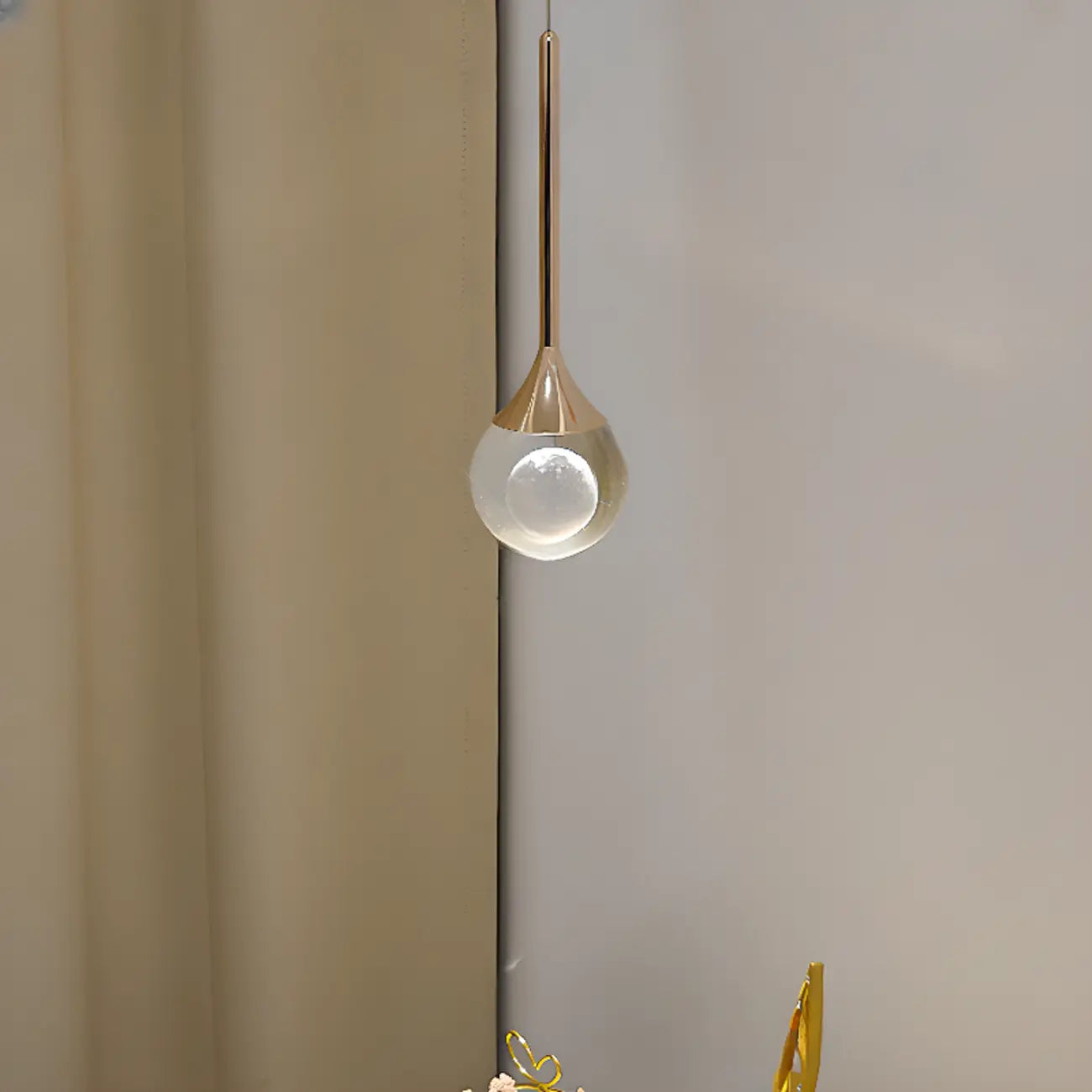 Minimalist Clear Crystal Globe Metal Pendant Light