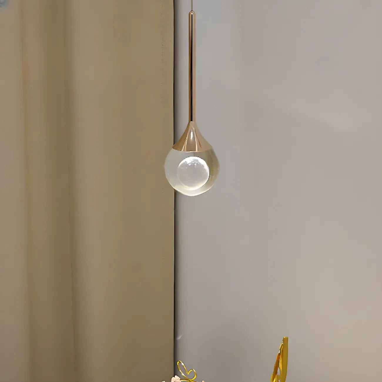 Minimalist Clear Crystal Globe Metal Pendant Light