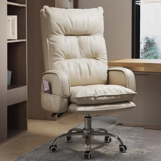 Adjustable Leather Coffee Lumbar Support Swivel Office Chair