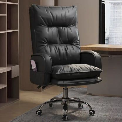 Adjustable Leather Coffee Lumbar Support Swivel Office Chair