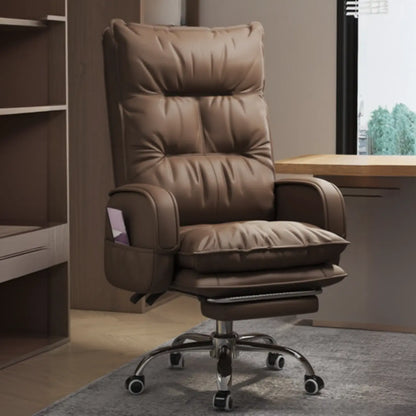 Adjustable Leather Coffee Lumbar Support Swivel Office Chair