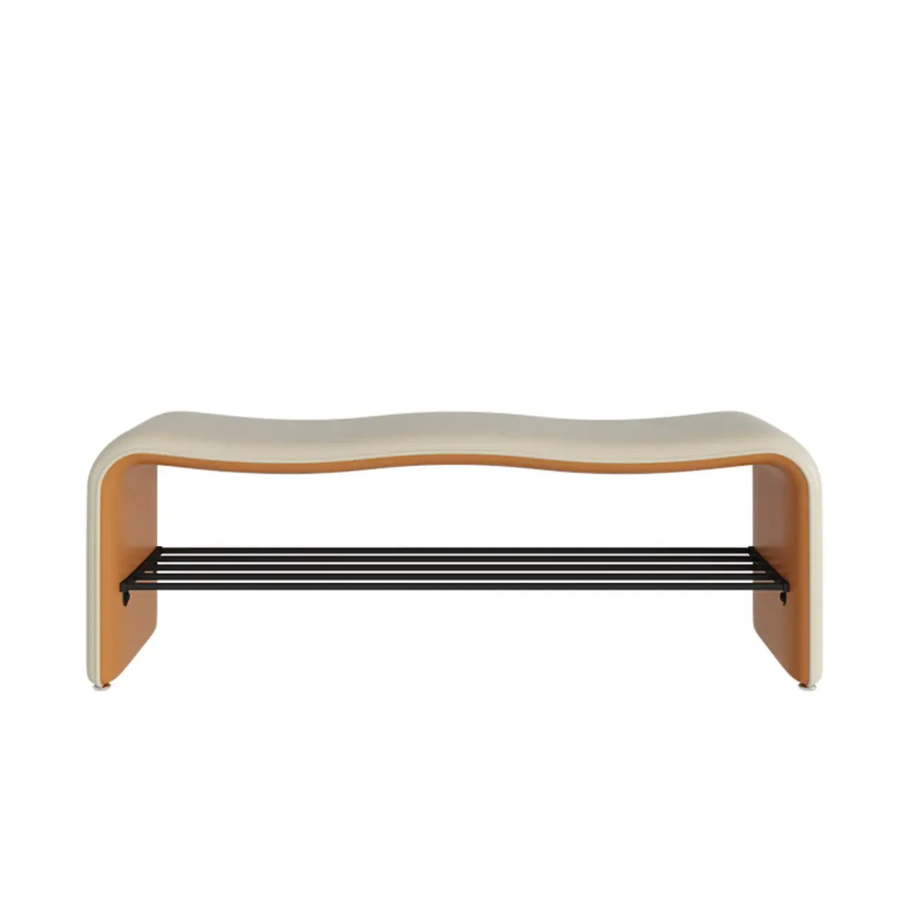 2-Seat Upholstered Metal Solid Color Storage Entryway Bench