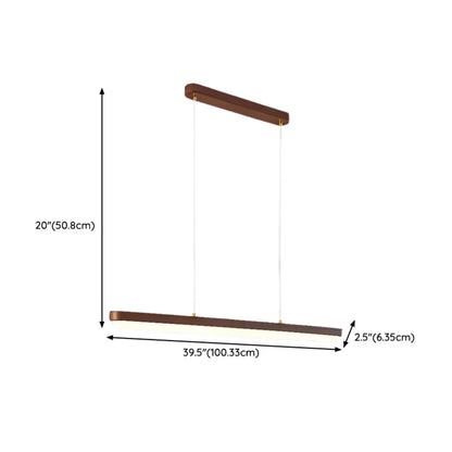 Modern Brown Linear Island Pendant Light with Thread Mount