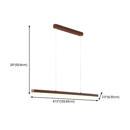 Modern Brown Linear Island Pendant Light with Thread Mount