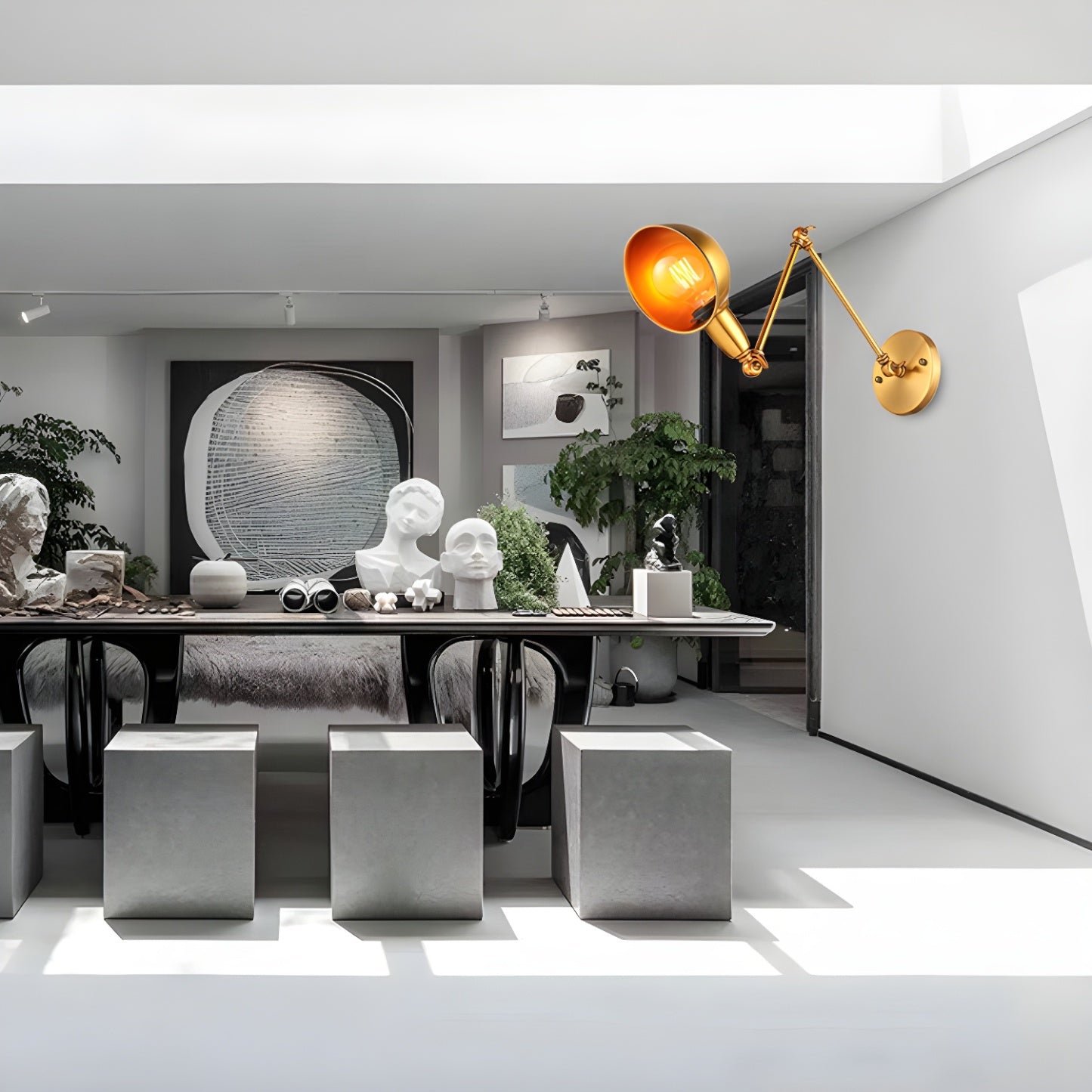 Retro Dome Metal Swing Arm Wall Light