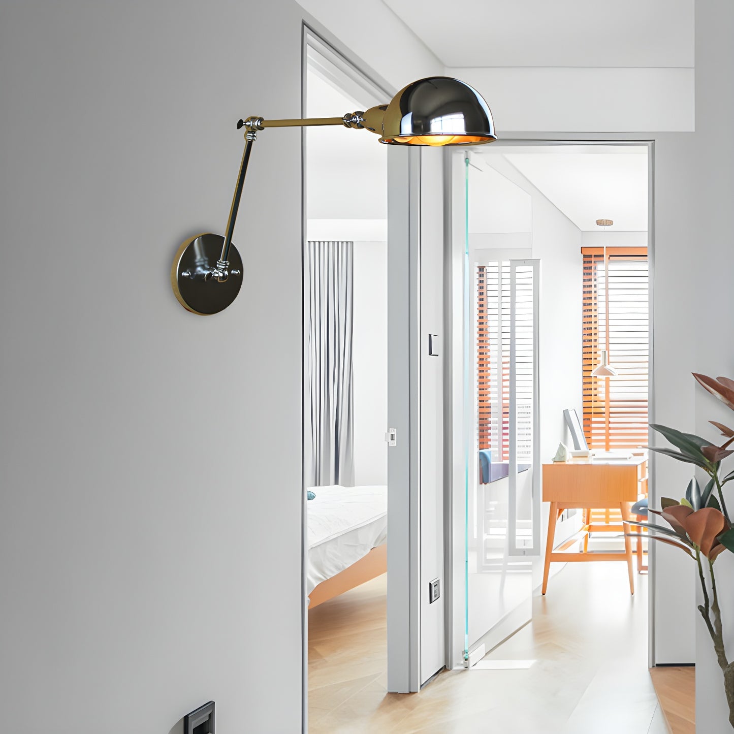 Retro Dome Metal Swing Arm Wall Light