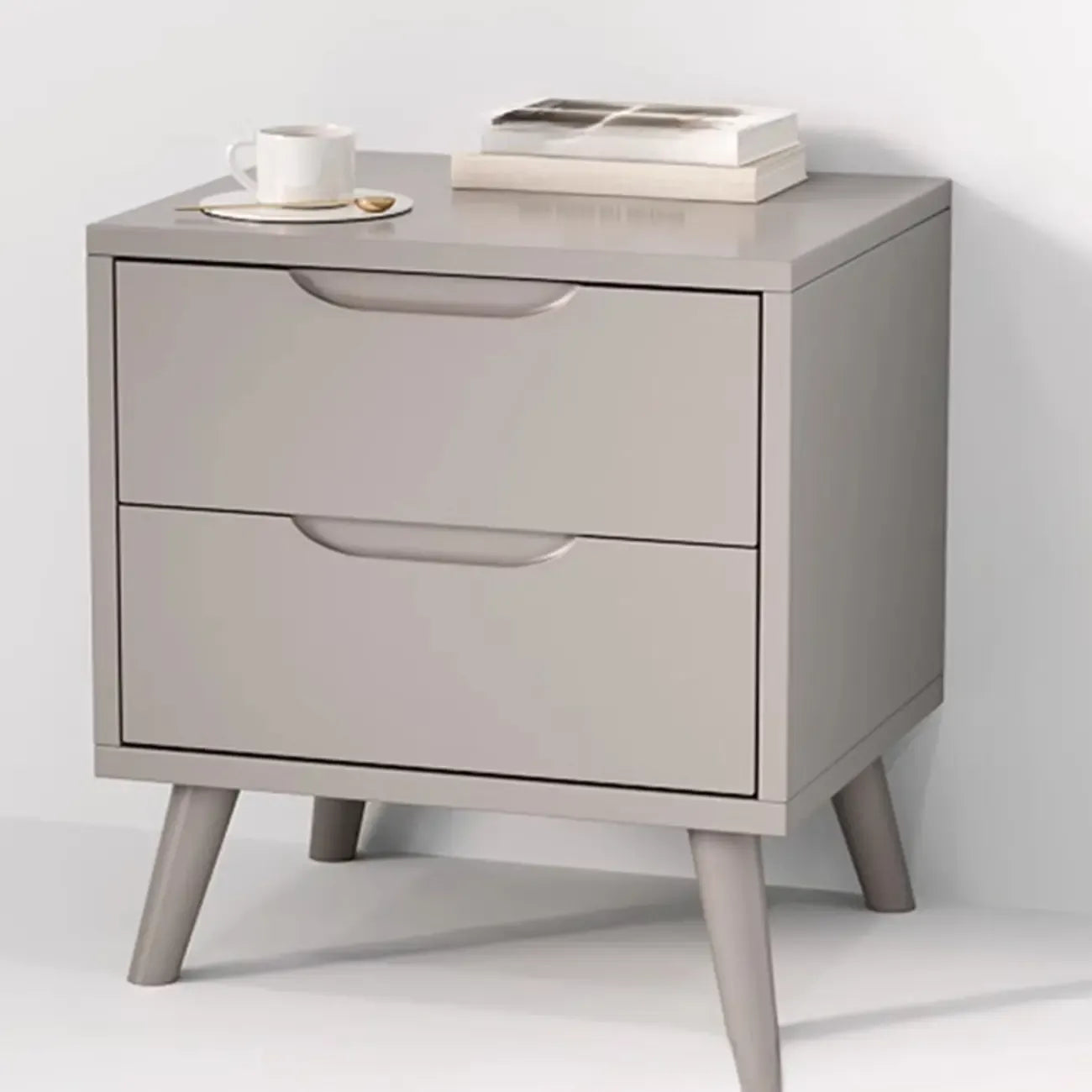 Traditional Wooden Nut-Brown Bedside Double Drawer Nightstand
