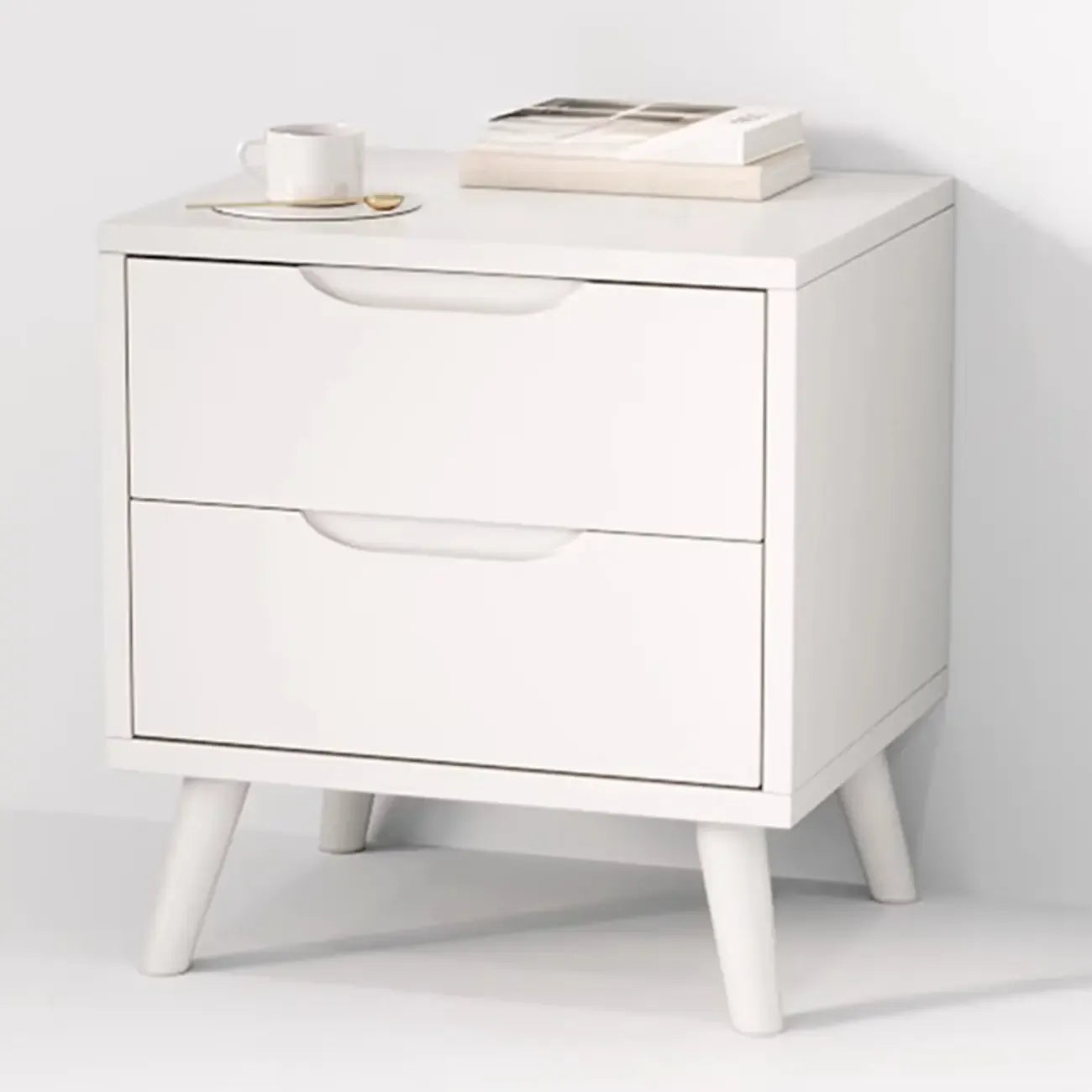 Traditional Wooden Nut-Brown Bedside Double Drawer Nightstand