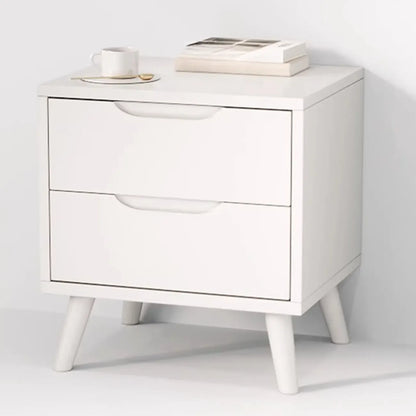 Traditional Wooden Nut-Brown Bedside Double Drawer Nightstand