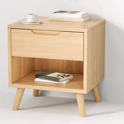 Traditional Wooden Nut-Brown Bedside Double Drawer Nightstand