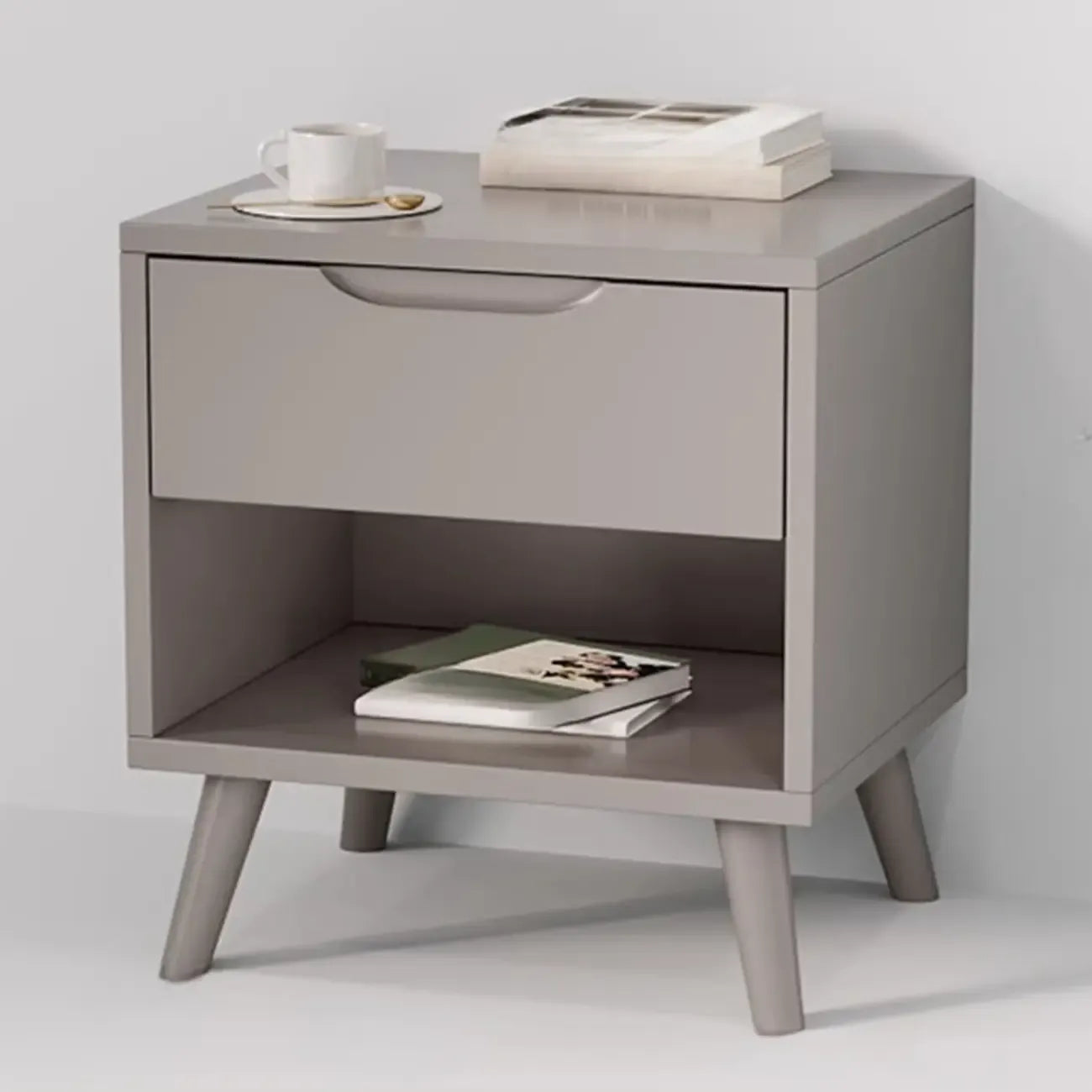 Traditional Wooden Nut-Brown Bedside Double Drawer Nightstand
