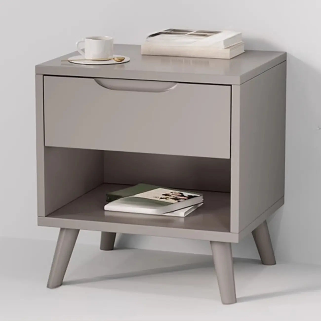 Traditional Wooden Nut-Brown Bedside Double Drawer Nightstand